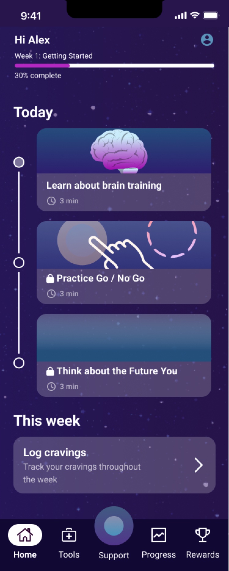 Constellations direction, Home screen